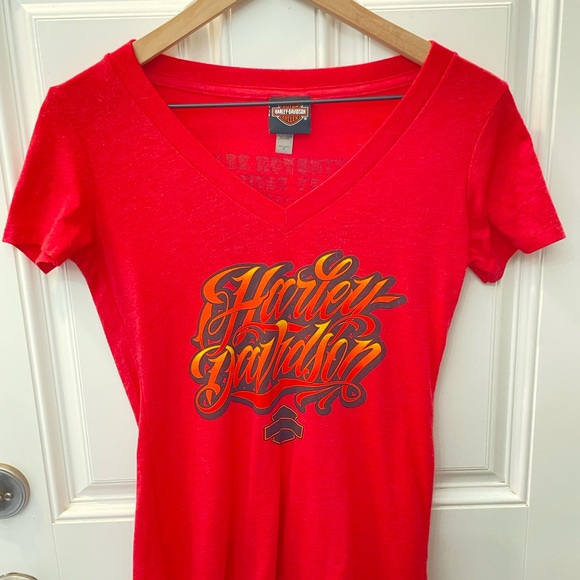 Harley-Davidson Tops - Harley-Davidson Women’s Red Graphic Tee Huntington Beach Harley